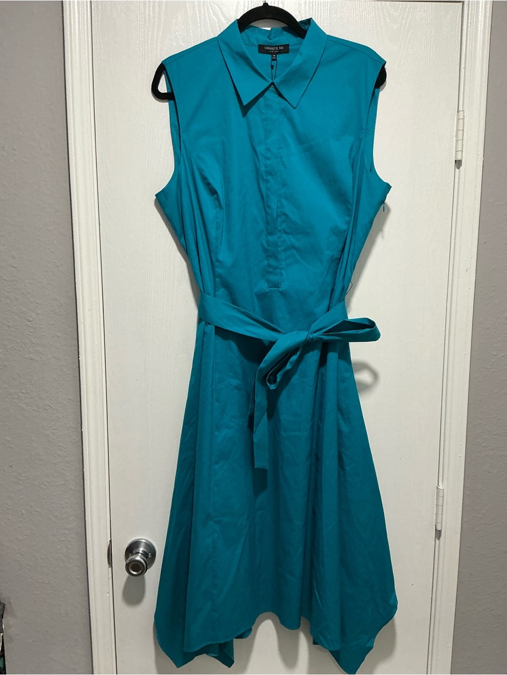 NWT Lafayette 148 New York Sleeveless Shirt Midi ShirtDress with Self Tie Sz 16